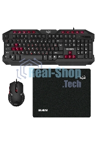 Комплект клавиатура + мышь SVEN GS-9200 игровые клавиатура, мышь и коврик