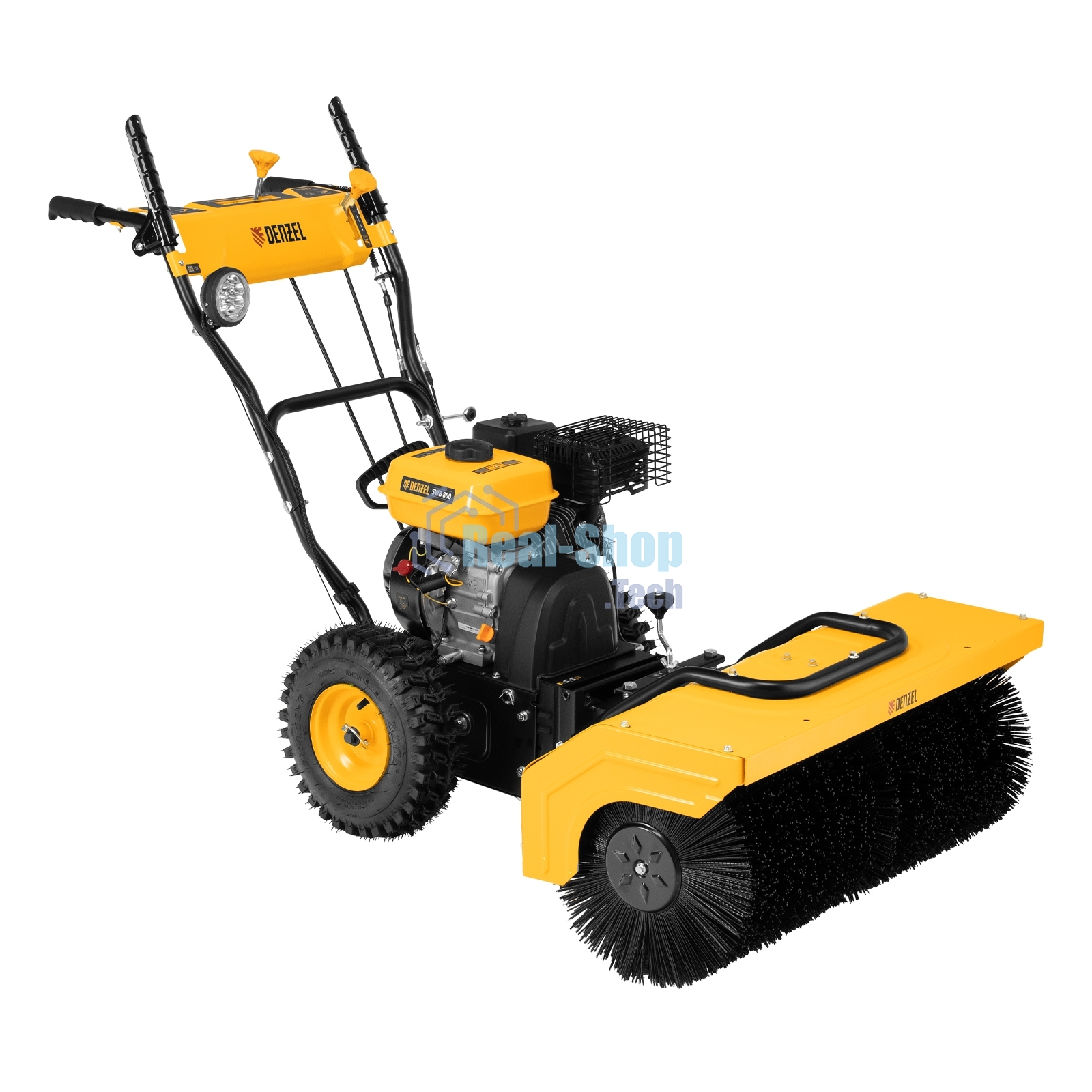 Гибридная снегоуборочная машина с функц. подметания Denzel SWB-800, 212 сс, руч. старт, 2 насадки