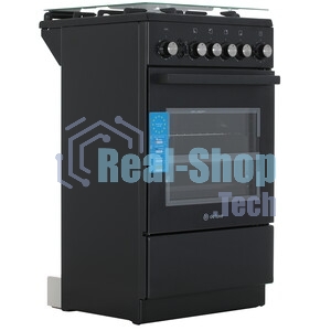 Плита Газовая De Luxe 5040.40г (кр) ЧР-015 черный (стеклянная крышка) реш.чугун