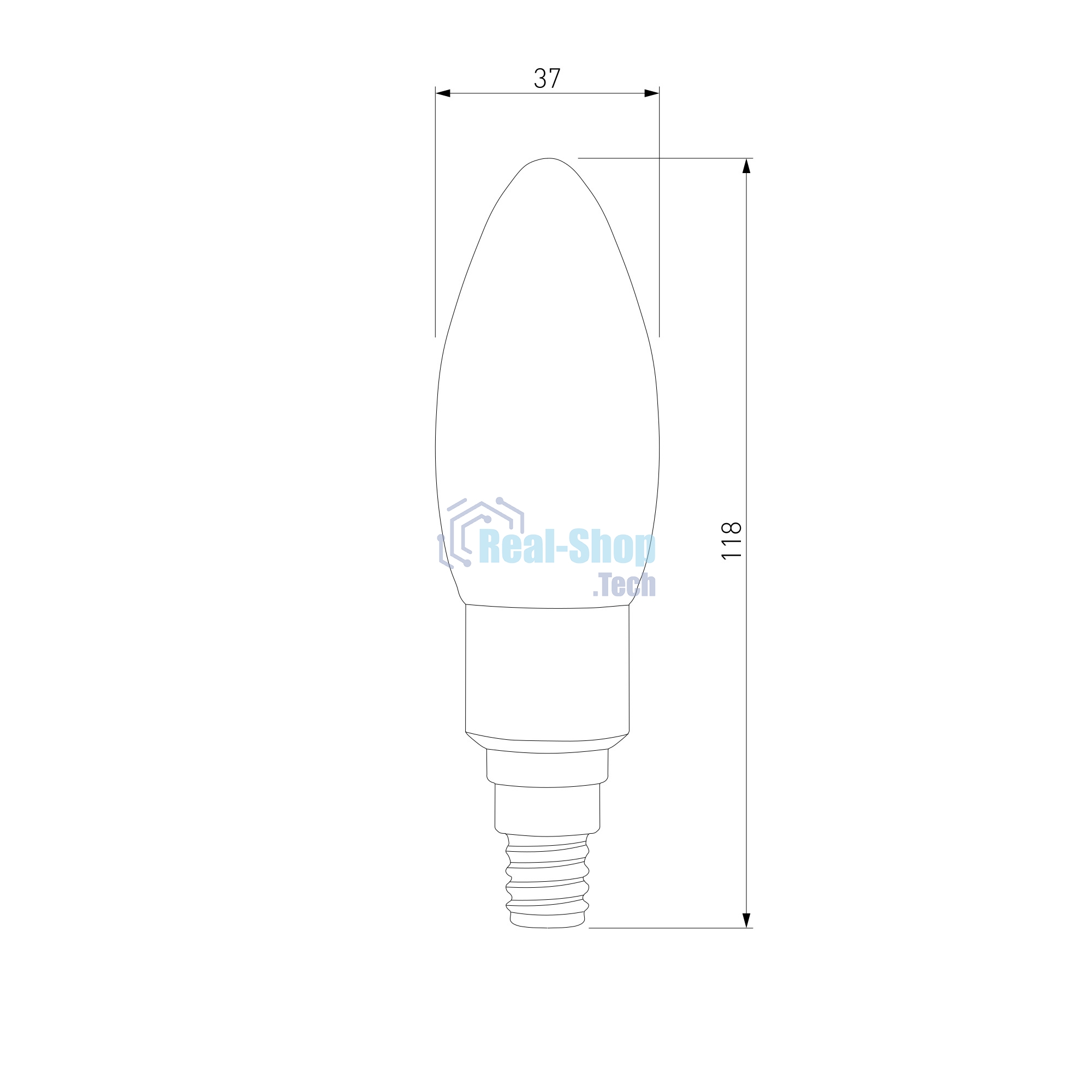 BLE1437/ Светодиодная лампа Свеча Smart F C37 Е14 5W 3300К-6500К CCT+DIM