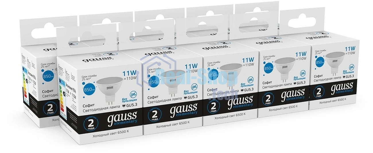 Лампа светодиодная Gauss Elementary MR16 11Вт 6500К GU5.3 850лм
