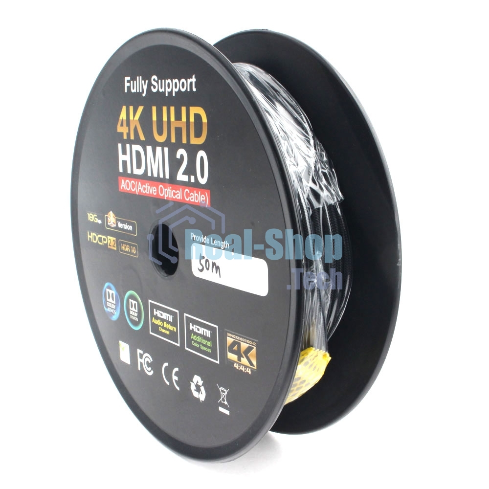 Активный оптический кабель Cablexpert HDMI, 50м, v2.0, 19M/19M, AOC Premium Series, позол.разъемы, экран, коробка