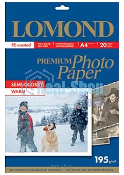 Фотобумага ПРЕМИУМ для стр.печати Lomond А4, 195 г/м2 односторонняя Warm Semi- Glossy (20л)