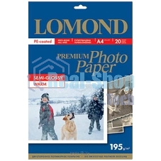 Фотобумага ПРЕМИУМ для стр.печати Lomond А4, 195 г/м2 односторонняя Warm Semi- Glossy (20л)
