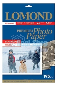Фотобумага ПРЕМИУМ для стр.печати Lomond А4, 195 г/м2 односторонняя Warm Semi- Glossy (20л)