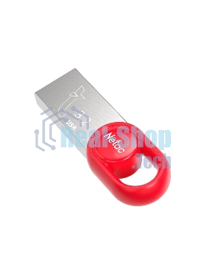 Флешка USB Netac UM2 (NT03UM2N-064G-32RE), 64Gb, USB 3.0, R/W 130/50, серебристый/красный