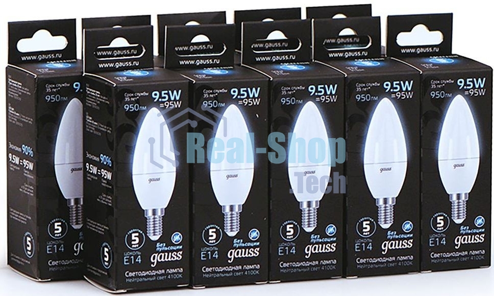 Лампа светодиодная LED Gauss Candle E14 9.5Вт 4100К