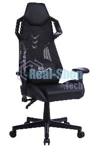 Кресло игровое Cactus CS-CHR-090BL черный, сиденье черный, эко.кожа, крестовина пластик, пластик черный