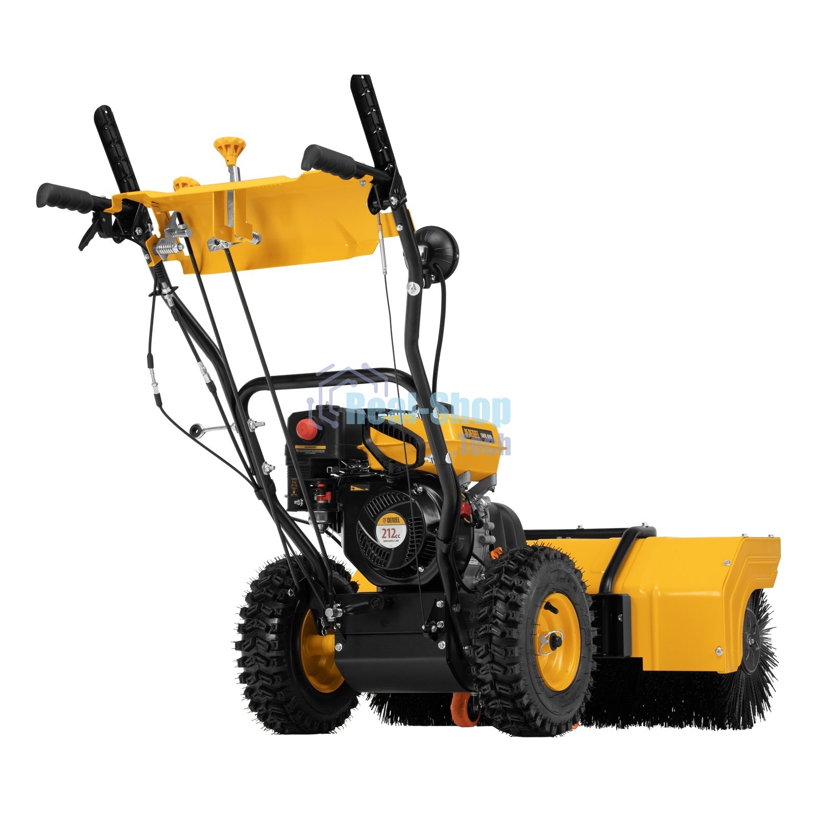Гибридная снегоуборочная машина с функц. подметания Denzel SWB-800, 212 сс, руч. старт, 2 насадки