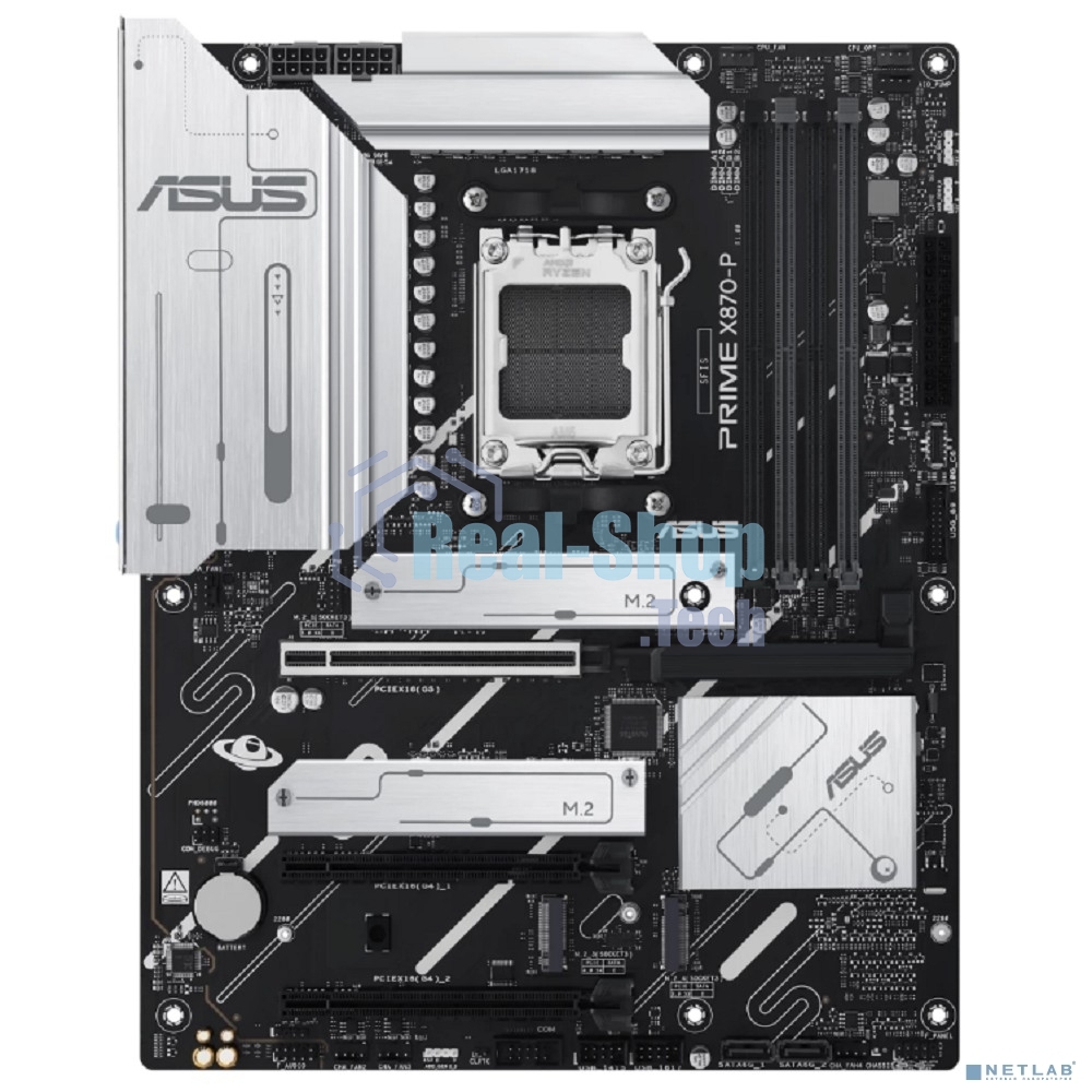 Материнская плата ASUS PRIME X870-P, AM5, AMD X870, 4xDDR5, 2xSATA, 4xM.2, 1xPCIe 5.0 x16, 2xPCIe 4.0 x1, 1xHDMI, 2xUSB-C, 1x 2.5Gb LAN, 4xUSB-A 3.2 Gen 1, 1xUSB-A 3.2 Gen 2, 4xUSB-A 2.0, 3x3.5 мм, 7.1, ATX