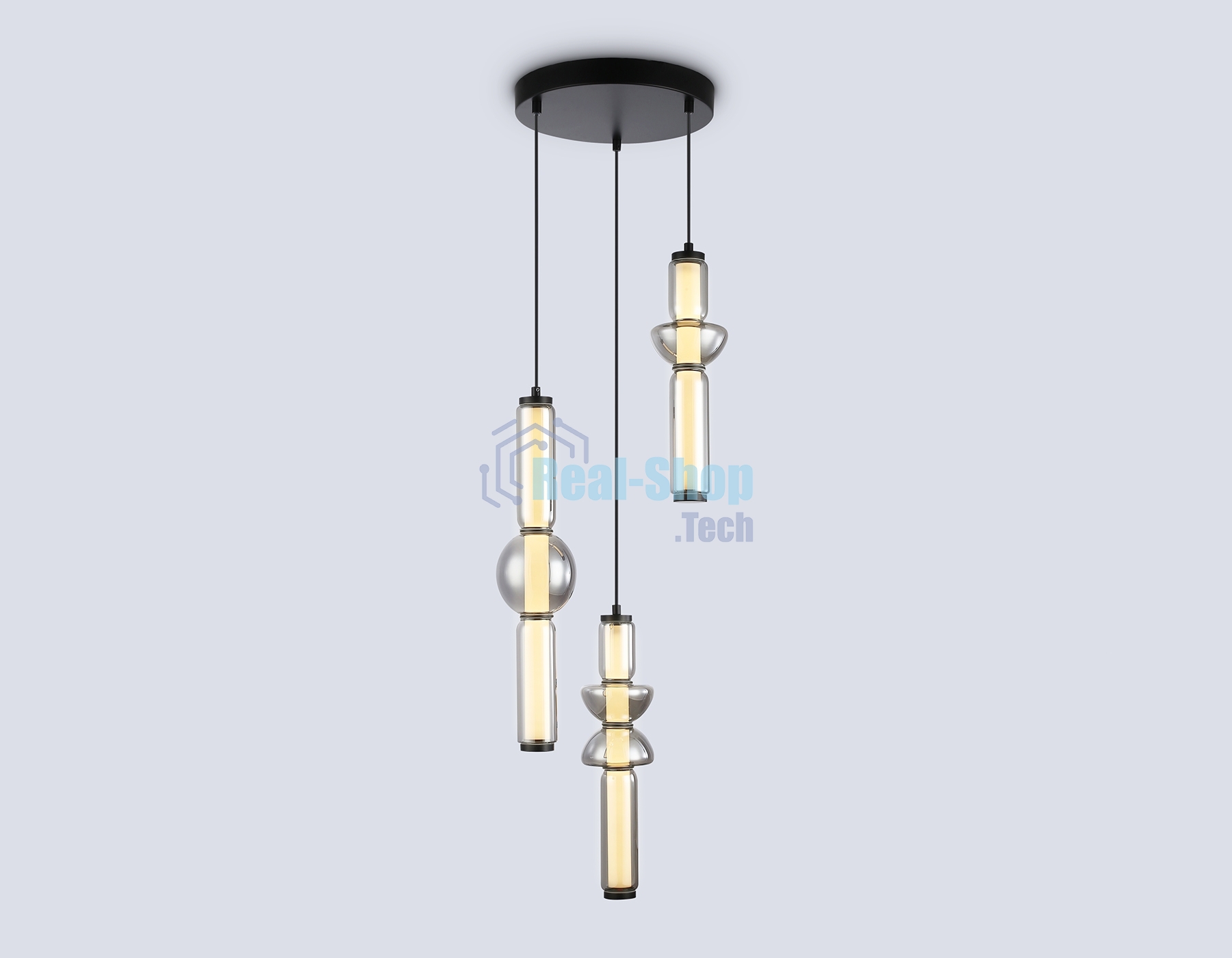 Подвесной светодиодный светильник Ambrella light LH11026/3 BK/SM черный/дымчатый 40W 3000K D380*1720