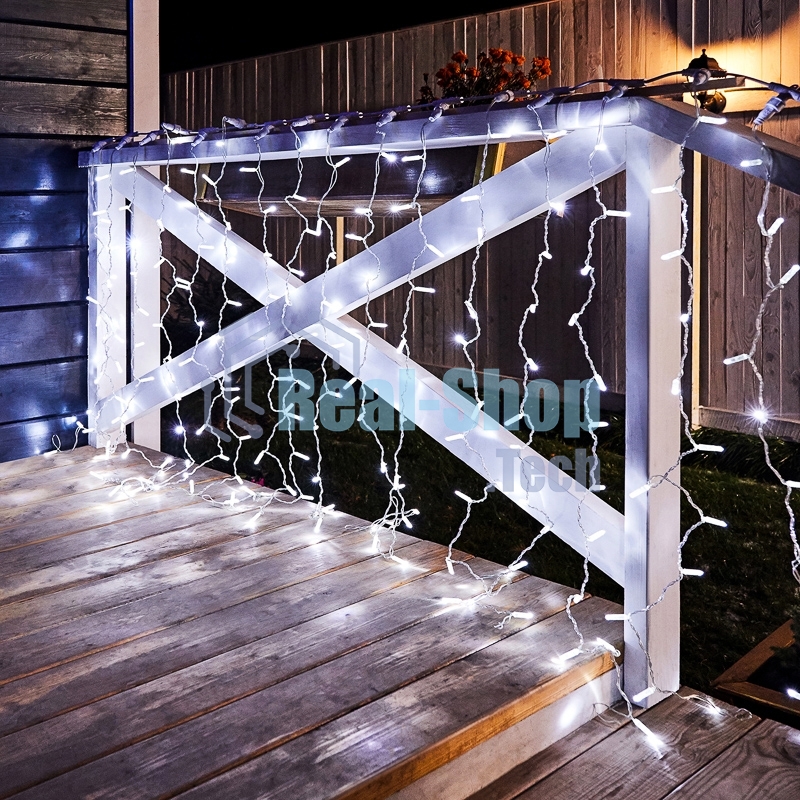 Гирлянда Светодиодный Дождь 2х1,5 м, эффект мерцания, прозрачный провод, 230 В, диоды белые