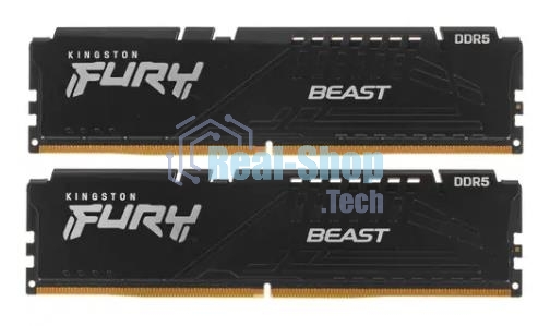 Оперативная память Kingston Fury Beast, DDR5, 64GB (2x32GB), 5200MHz, CL40, DIMM, с радиаторами, черный