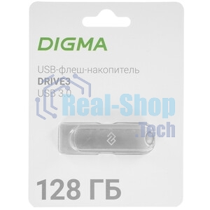 Флешка USB Digma DRIVE3 (DGFUM128A30SR), 128Gb, USB 3.0, R/W 70/30, серебристый