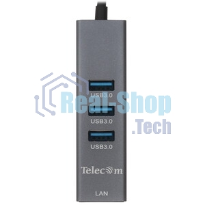 Переходник Telecom USB 3.0 - RJ-45 1000Mbps +3 USB3.0, Aluminum Shell, 0.2м TA311U