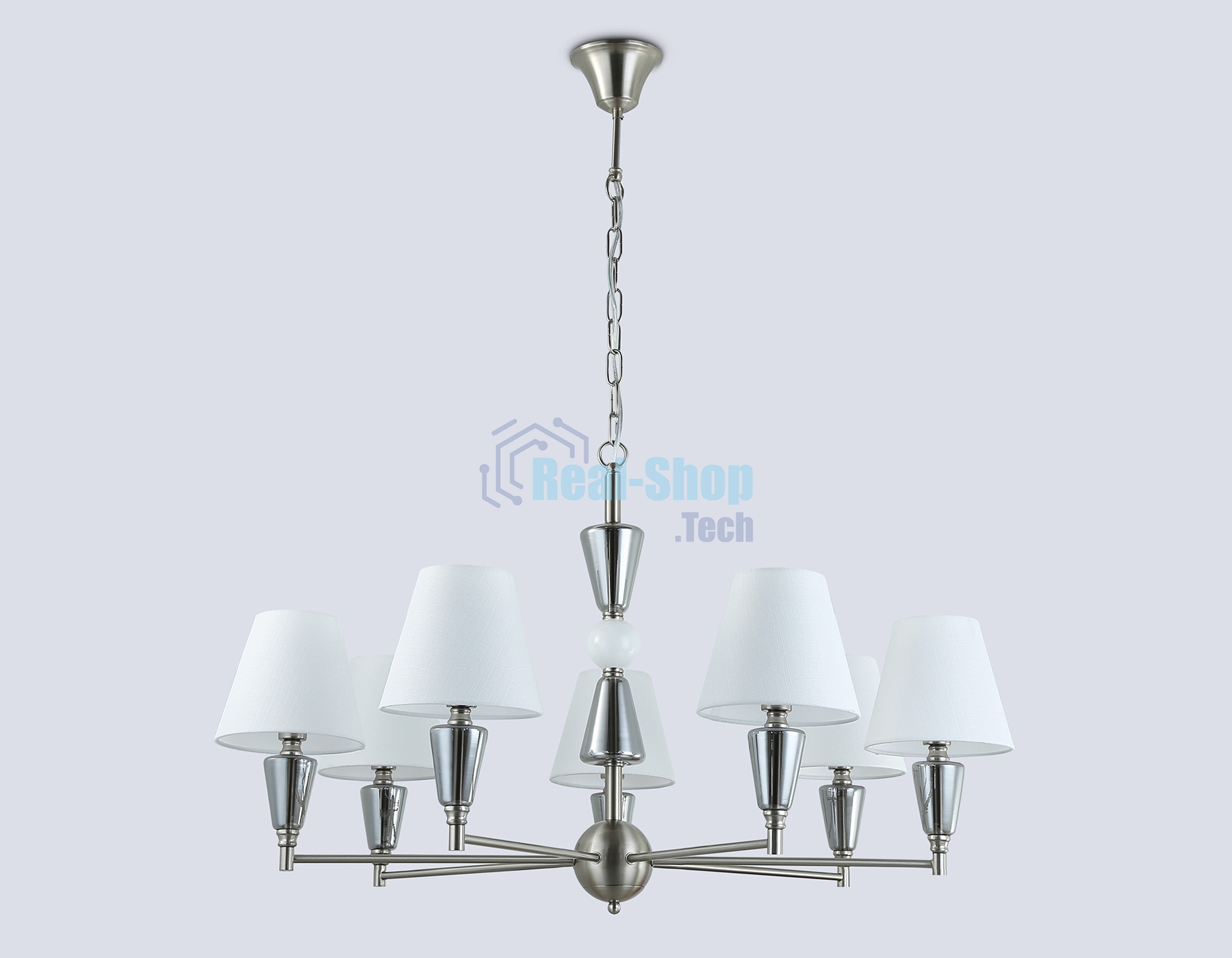 Люстра Ambrella light LH75256/7 SN/FR сатин никель/белый матовый E14*7 max 40W D860*520