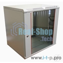 Шкаф телеком. настенный разборный 15U (600х650) дверь стекло, серый RAL 7035