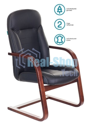 Кресло компьютерное Бюрократ T-9923WALNUT-AV/BL черный, кожа, низкая спинка