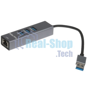 Переходник Telecom USB 3.0 - RJ-45 1000Mbps +3 USB3.0, Aluminum Shell, 0.2м TA311U
