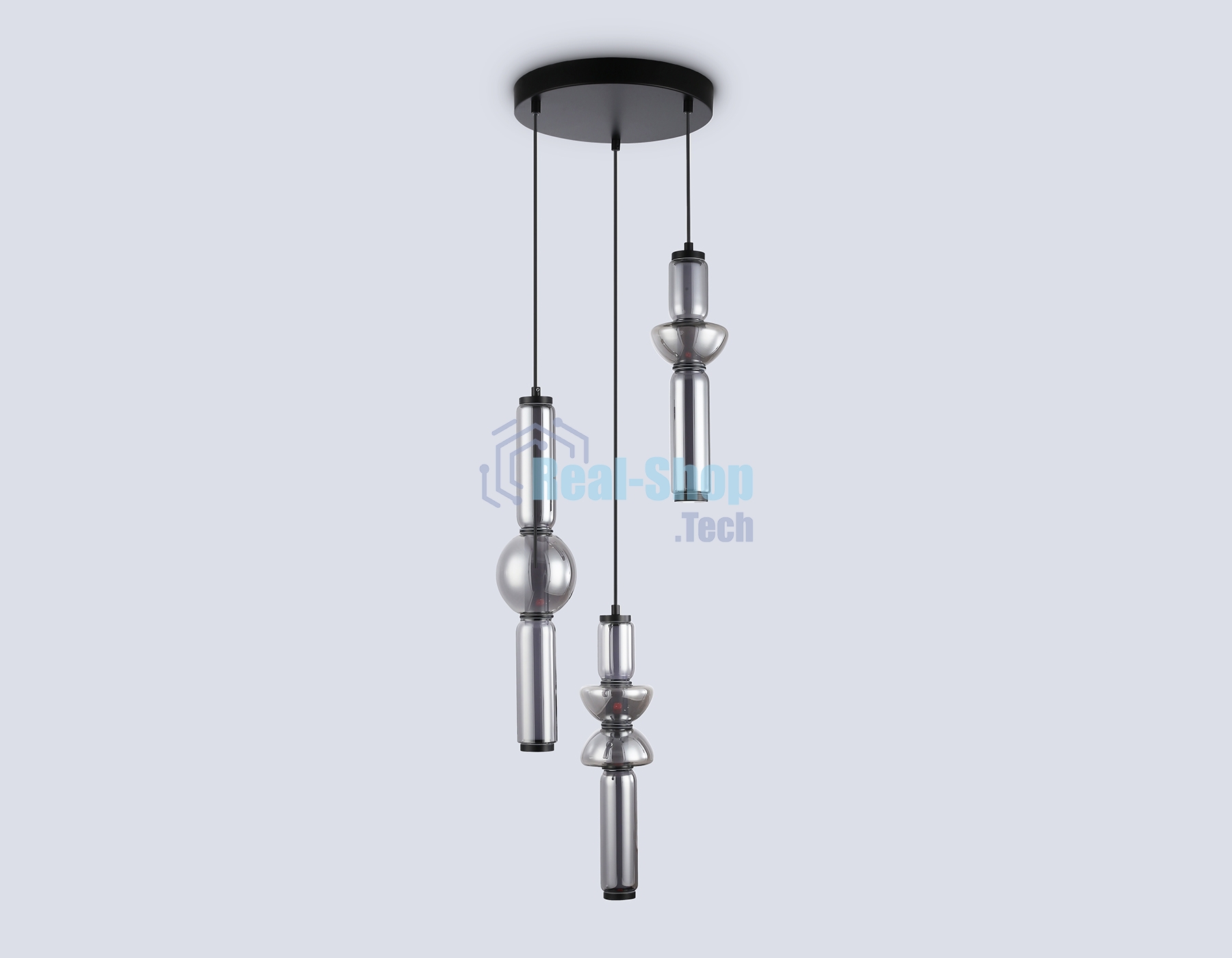 Подвесной светодиодный светильник Ambrella light LH11026/3 BK/SM черный/дымчатый 40W 3000K D380*1720