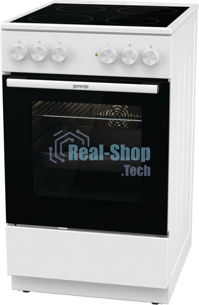 Плита электрическая Gorenje GEC5A41WG белый, конфорок 4 электрических, духовка 62 л, 50 см x 85 см x 59.4 см