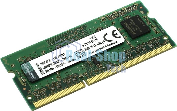 Оперативная память Kingston ValueRAM, DDR3L, 4GB (1x4GB), 1600MHz, CL11, SO-DIMM