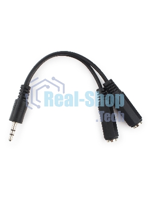 Кабель разветвитель аудио сигнала Cablexpert CCA-415-0.1M, Jack3.5 папа->2х Jack3.5 мама 10 см, черный