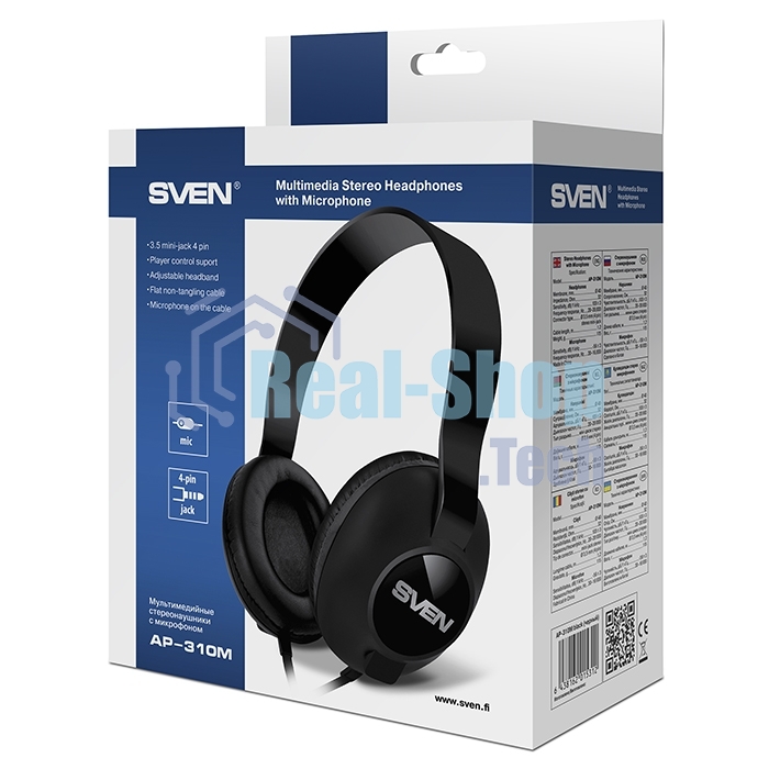Наушники мультимедийные с микрофоном SVEN AP-310M стерео черный