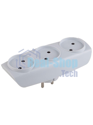 Бытовые удлинители ЭРА SP-3-W белый Тройник 3 гн, без заземл.