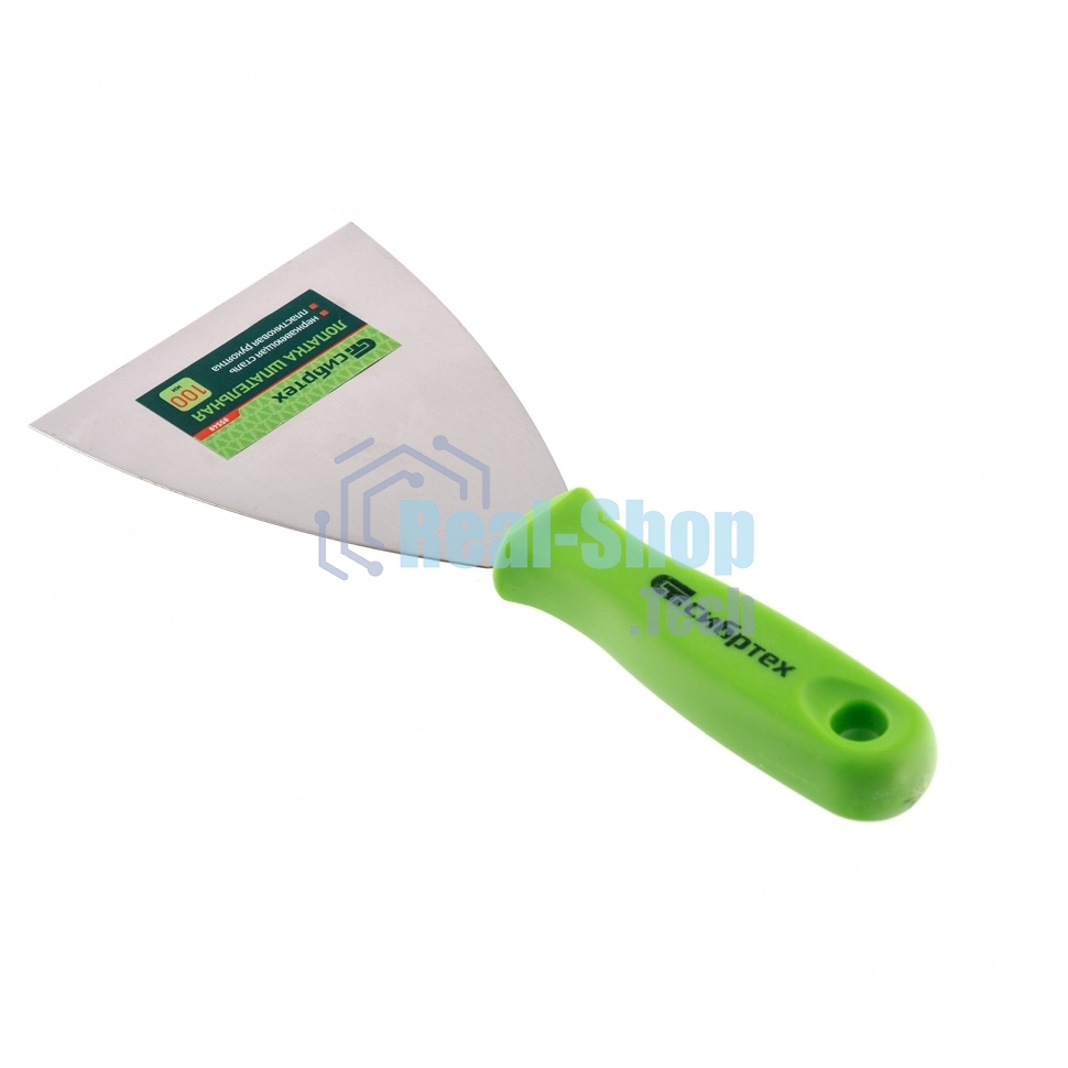 Шпательная лопатка из нержавеющей стали Сибртех, 100 мм, пластмассовая ручка