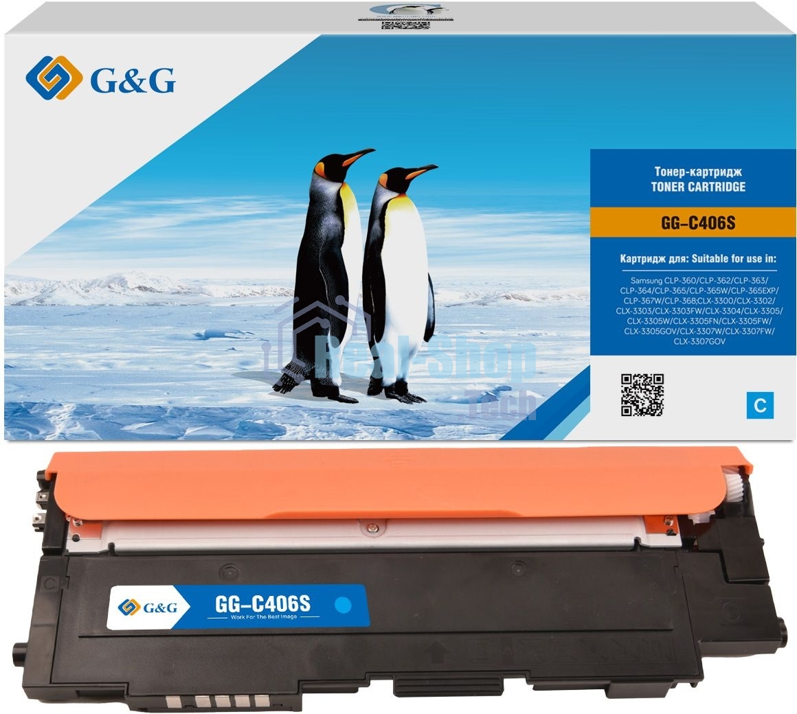 Картридж лазерный G&G GG-C406S голубой (1000 стр.) для Samsung CLP-360/362/363/364/365/367/368 CLX-3300/3302/3303/3304/3305/3307