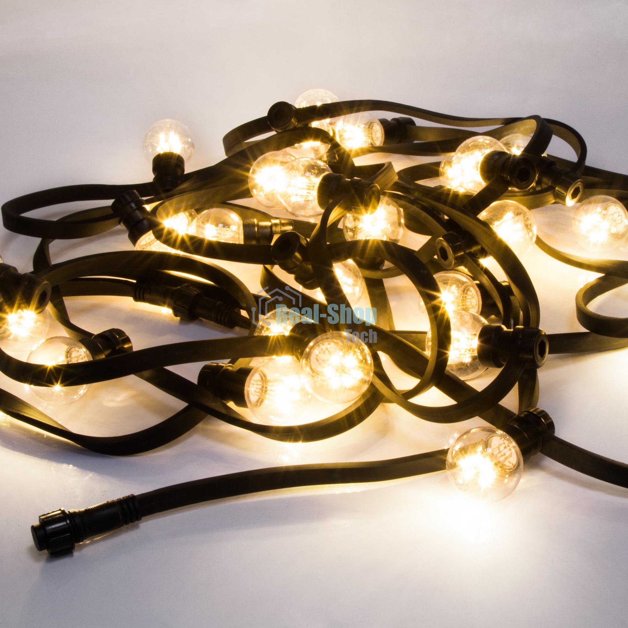 Гирлянда Neon-night LED Galaxy Bulb String 10м, черный каучук, 30 лампx6 LED теплый белый, влагостойкая IP65