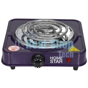 Плита настольная электрическая Homestar HS-1103 сапфир, 1 кВт, ТЭН, конфорки - 1, эмаль, поворотные переключатели