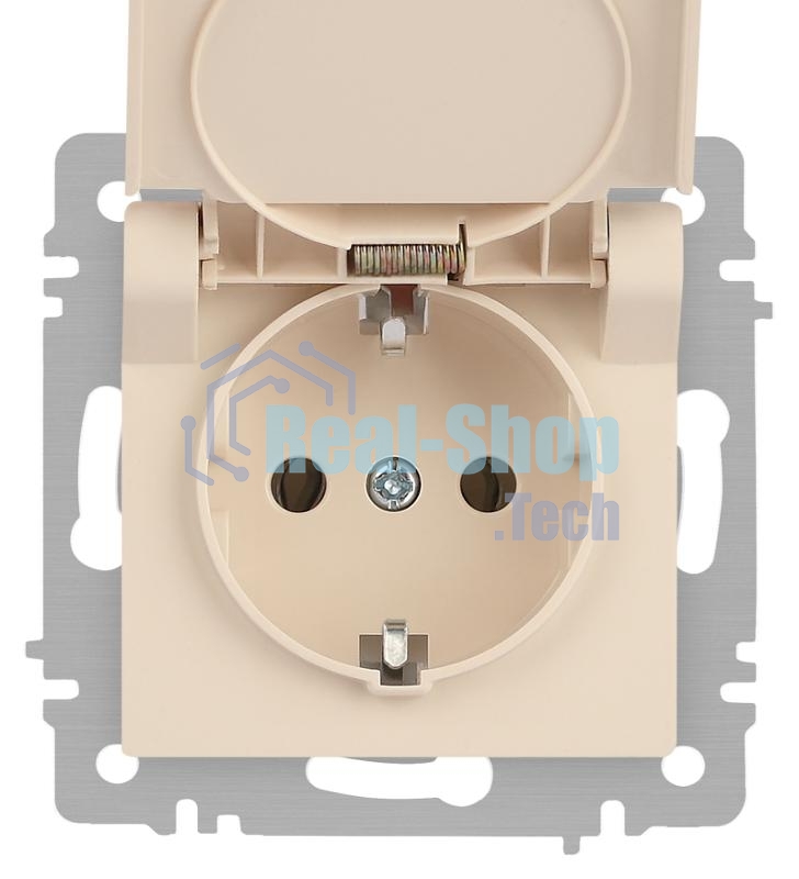 Розетка Intro Accent 6-203-02 2P+E Schuko с крышкой 16А-250В IP20 СУ сл.кость Б0063716