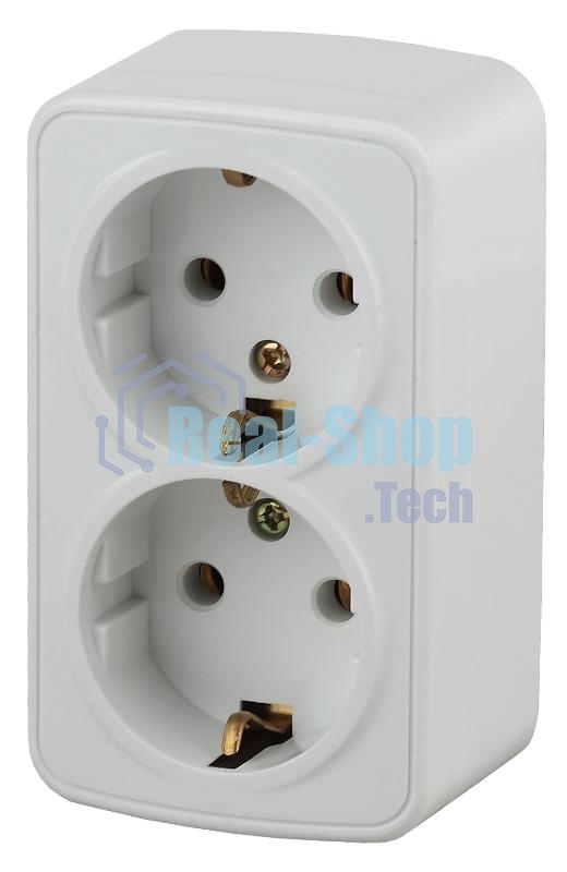 Розетка Intro 2х2P+E Schuko, 16А-250В, IP20, ОУ, Polo, белый (12/240/2880) 3-204-01