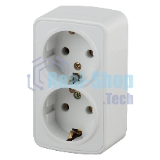 Розетка Intro 2х2P+E Schuko, 16А-250В, IP20, ОУ, Polo, белый (12/240/2880) 3-204-01
