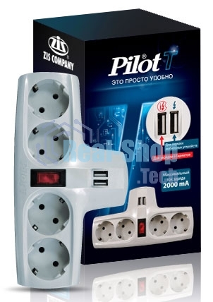 Сетевой фильтр Pilot T (4 розетки) белый (коробка)