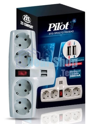 Сетевой фильтр Pilot T (4 розетки) белый (коробка)