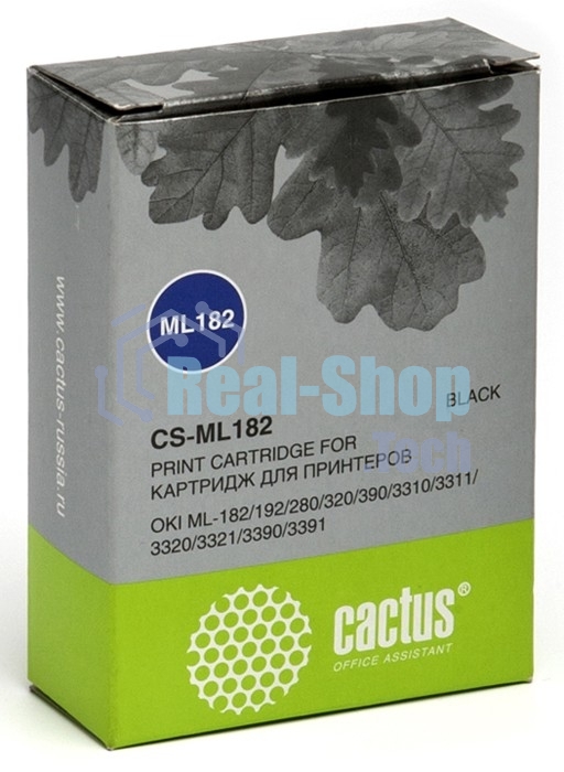 Картридж матричный Cactus CS-ML182 черный, 8мм, 1.6м, 2 400 000 знаков, для OKI ML-182/192/280/320/390