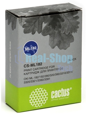 Картридж матричный Cactus CS-ML182 черный, 8мм, 1.6м, 2 400 000 знаков, для OKI ML-182/192/280/320/390