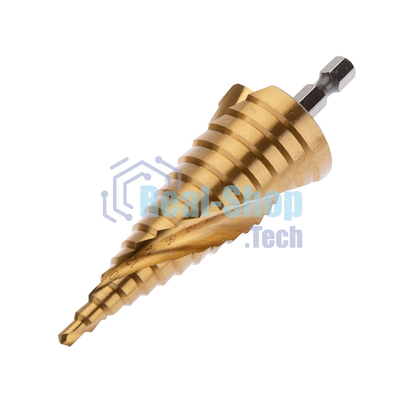 Сверло по металлу ступенчатое Kranz ТИТАН 4,0-32,0 мм 102 мм 65 HRC Р6М5 TiN