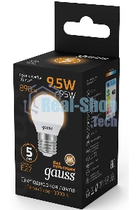 Лампа светодиодная Gauss LED Шар E27 9.5W 890lm 3000K 1/10/50