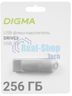 Флешка USB Digma DRIVE3 (DGFUM256A30SR), 256Gb, USB 3.0, R/W 120/50, серебристый