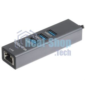 Переходник Telecom USB 3.0 - RJ-45 1000Mbps +3 USB3.0, Aluminum Shell, 0.2м TA311U