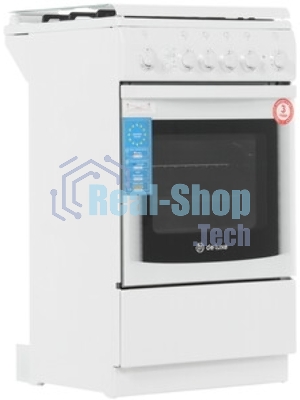 Плита газовая De Luxe 5040.41Г (КР) ЧР белый, конфорок 4 газовых, духовка 43 л, 50 см x 85 см x 50 см