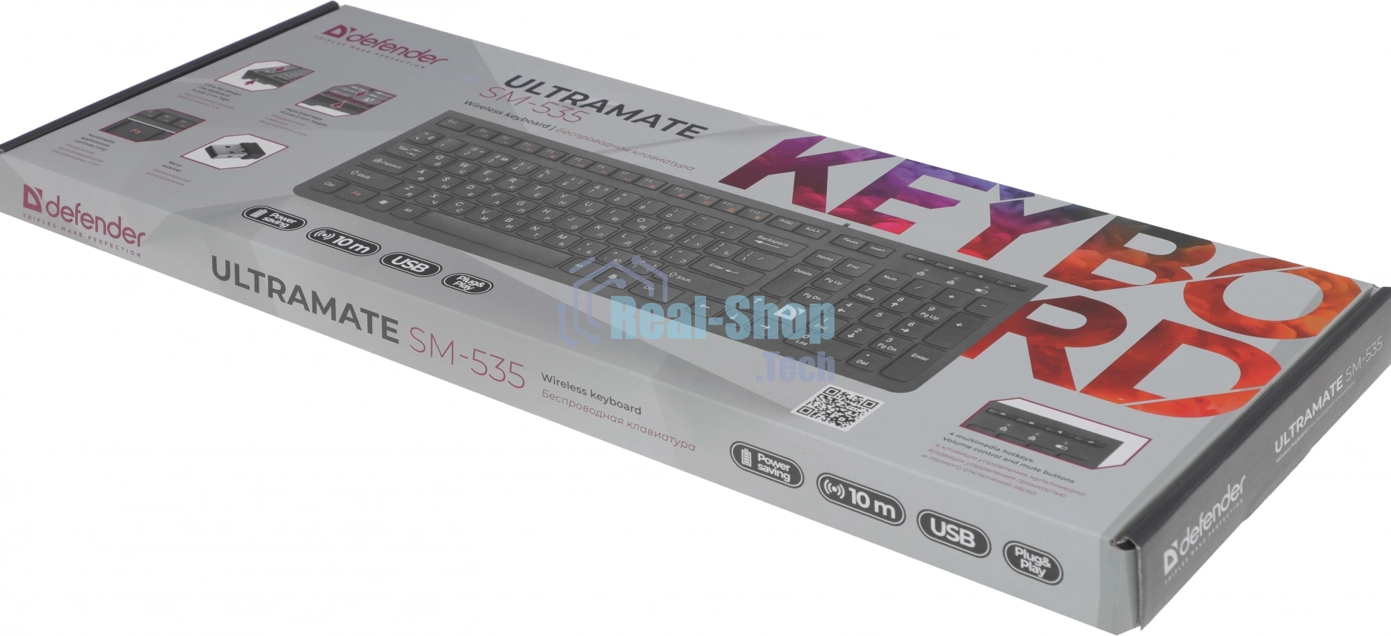 Клавиатура беспроводная Defender ULTRAMATE SM-535 RU USB, радиоканал, черный