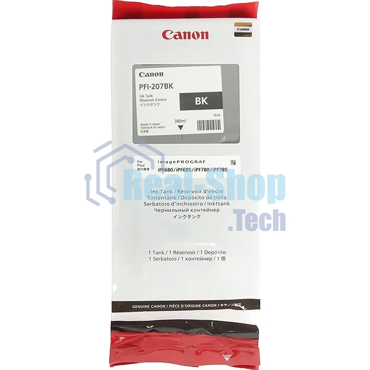 Картридж струйный Canon PFI-207 BK (8789B001) черный (300 мл) для Canon imagePROGRAPH iPF680, 685, 780, 785
