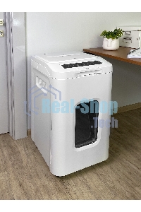 Шредер ГЕЛЕОС АП55-5, DIN P-5 (5 ур-нь секр.), фрагмент 1,9х12мм, АВТОПОДАЧА 400 лист (70г/м2), пл.карты/скрепки/скобы, 55 литров