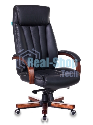 Кресло Бюрократ T-9922WALNUT/BLACK черный, кожа
