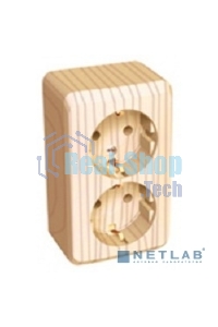 Розетка 2-м ОП Этюд Дача 16А защ. шторки с заземл. сосна SchE PA16-008D